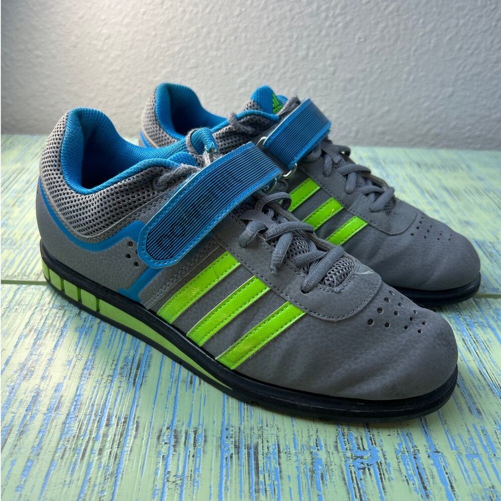 Adidas Powerlift 2.0 Weightlifting Gym Athletic Shoes Grey Green SZ M 6.5